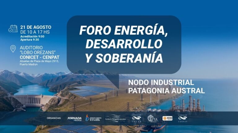 Placa de la transmisión del Foro Energía, Desarrollo y Soberanía, CENPAT-CONICET, Puerto Madryn